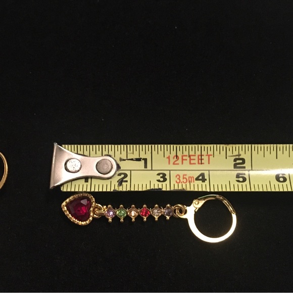 Colorful Red Heart Dangle Earrings - Picture 4 of 5